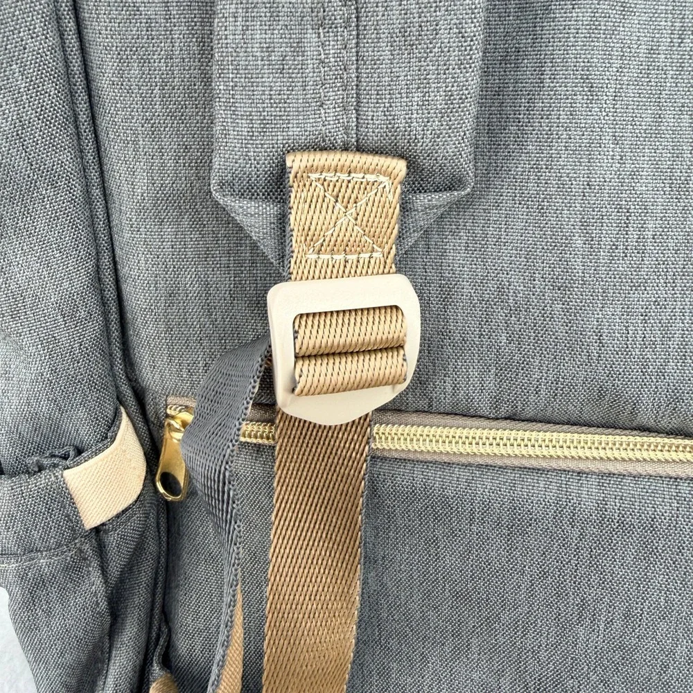 Sunveno Diaper Bag Backpack Grey Heather USB Charging Port Travel Baby Bag